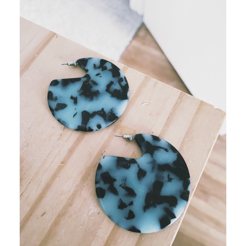 Blue Tortoise Italian Acetate Earrings